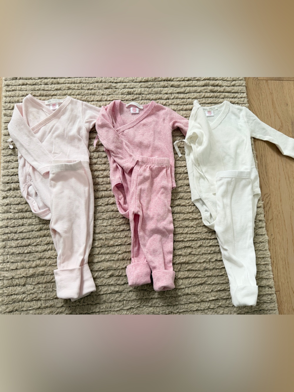 Zara Baby Three Pack Ribbed Onesie and Ribbed Leggings